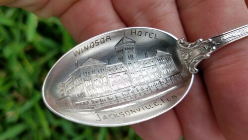 Windsor Hotel Jacksonville Florida Sterling Silver Souvenir Spoon - Great Shape!