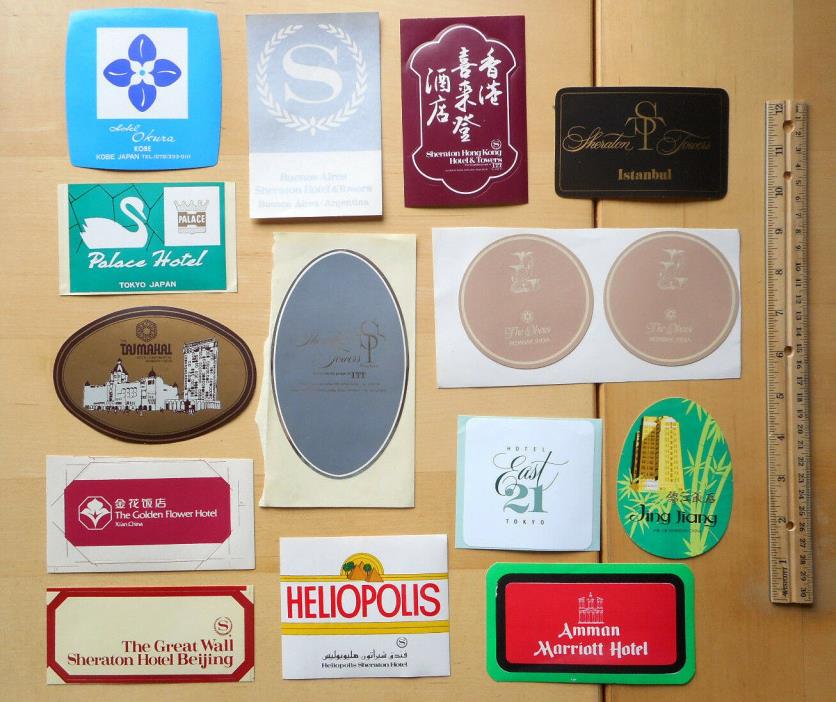 Lot of 15 Luggage Labels Asia Africa Middle East 1980s 1990s Unused