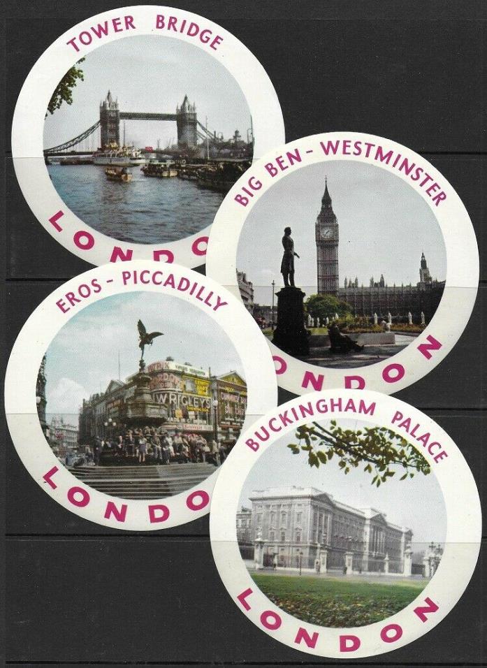 GB Great Britain '50s Luggage Label Sticker Hotel with LONDON Tourism site Views