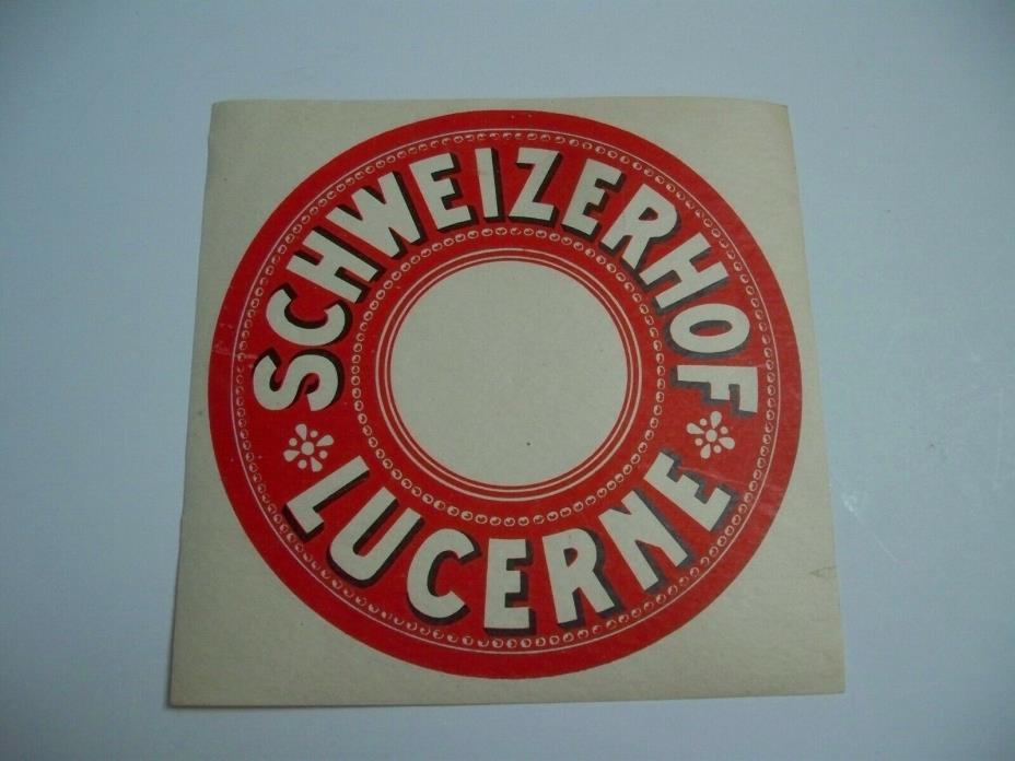 Vintage 1920s? Schweizerhof LUCERNE Switzerland Luggage travel label sticker