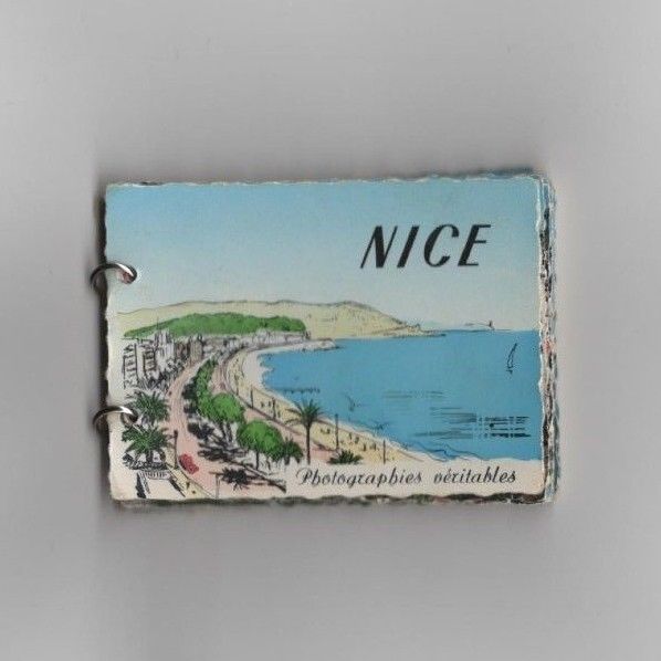 1960 Nice France complete set of unused mini postcards photo book w/ metal