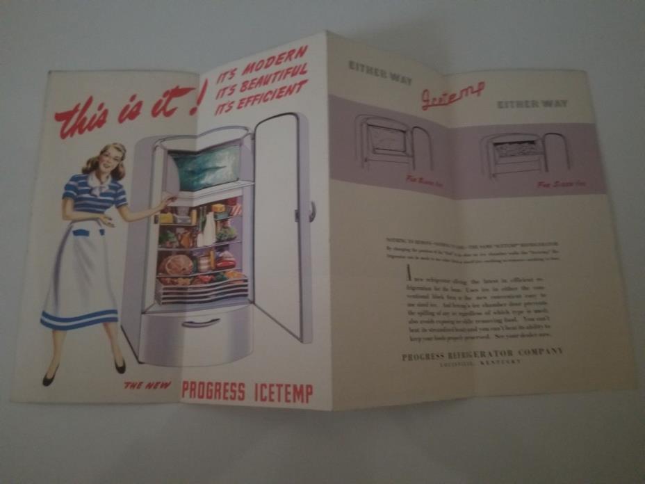 Vintage Progress Refrigerator Icetemp brochure Models 471 - 451 advertising