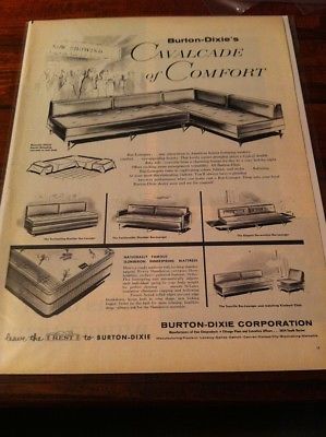 Vintage 1959 Burton Dixie Cavalcade Of Comfort Sectional Sofa Mid Century Art ad