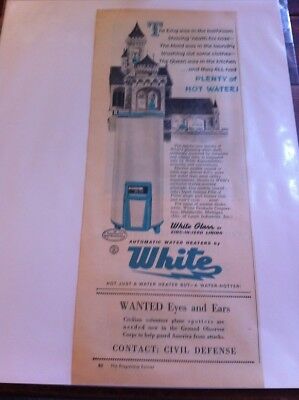 Vintage 1956 White Hot Water Heater The King Was In The Bathroom Print Art ad