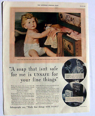 Ivory Flakes ad Safe for finer things 1933