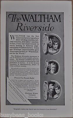1912 Waltham Watch advertisement, Riverside Pocket watch, 3 photos