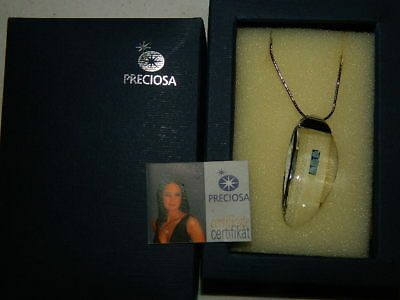 Preciosa Sterling Silver faceted Crystal Light Blue Necklace Czech Rep BOX