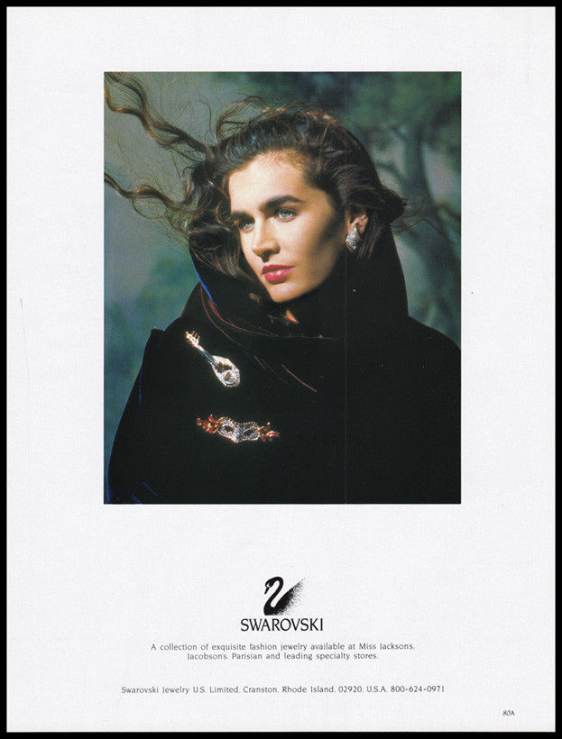 Swarovski jewelry print ad 1990 - model in breeze