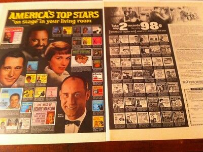 Vintage 1966 RCA Victor Record Club America's Top Stars Two Page Print Art ad