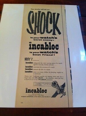 Vintage 1953 Incabloc Your Watch's Best Friend Print Art ad