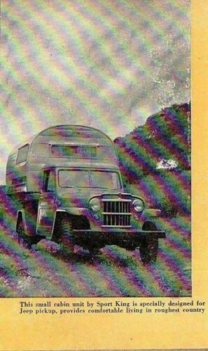 1958 Magazine Photo Jeep Pickup Truck with Sport King Camper Top Rough Country