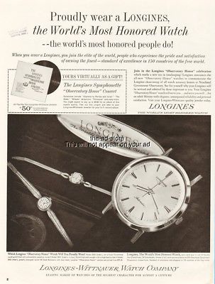 1963 Longines Wittnauer Watch Neuchatel Observatory Models 5052 5051 5003 Ad