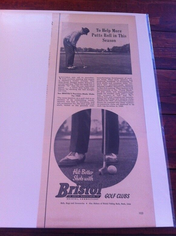 Vintage 1949 Bristol Golf Clubs Help More Putts Role In This Season Putter ad