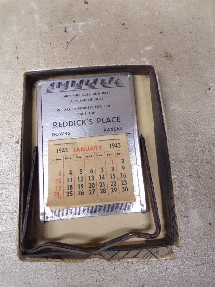 1943 Desktop Calendar Mirror Reddick's Place Downs Kansas