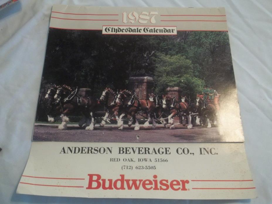 1987 BUDWEISER CLYDESDALE CALENDAR FROM RED OAK IOWA