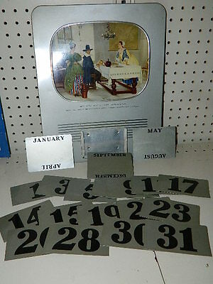 Rare Metal Calendar by The Metal Box Co. England metal month & date cards