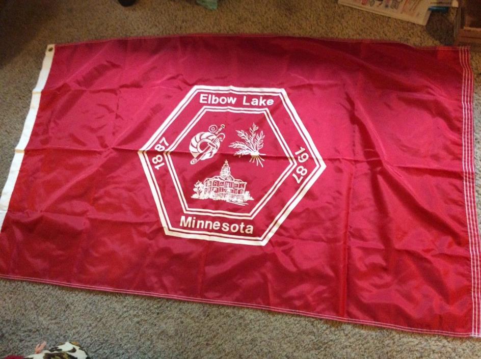 VTG 1987 WALL BANNER or Flag Centennial Elbow Lake MN large 58”x34”. UNUSED