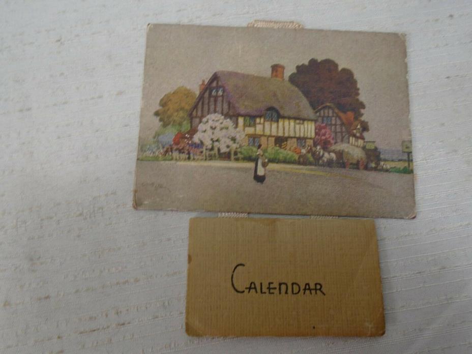 Lovely Small Wall Calendar 1949 Complete Pad Thatched Roof English Home