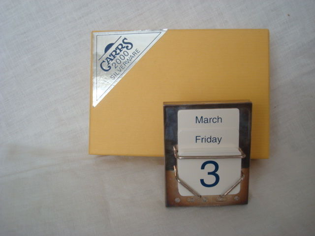 CARRS 2000 STERLING SILVER CALENDAR DESK MILLENNIUM DISPLAY w/ ORIGINAL BOX