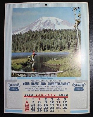 VINTAGE 1963 LITHOGRAPH SAMPLE CALENDAR BY A. SCHEER