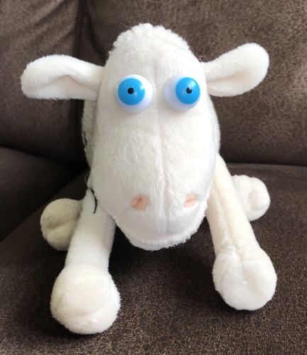 Serta Sheep Lamb Bean Bag Plush Blue Bow 2000 Curtis Toy #15 Euc