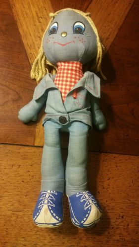 Vintage Denim Knickerbocker Doll 16 Inches Tall