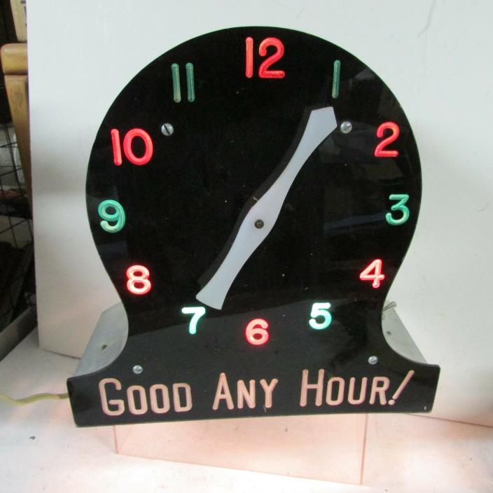 Vintage Good Any Hour! Spinning Clock Gambling Game Bar Countertop Advertising