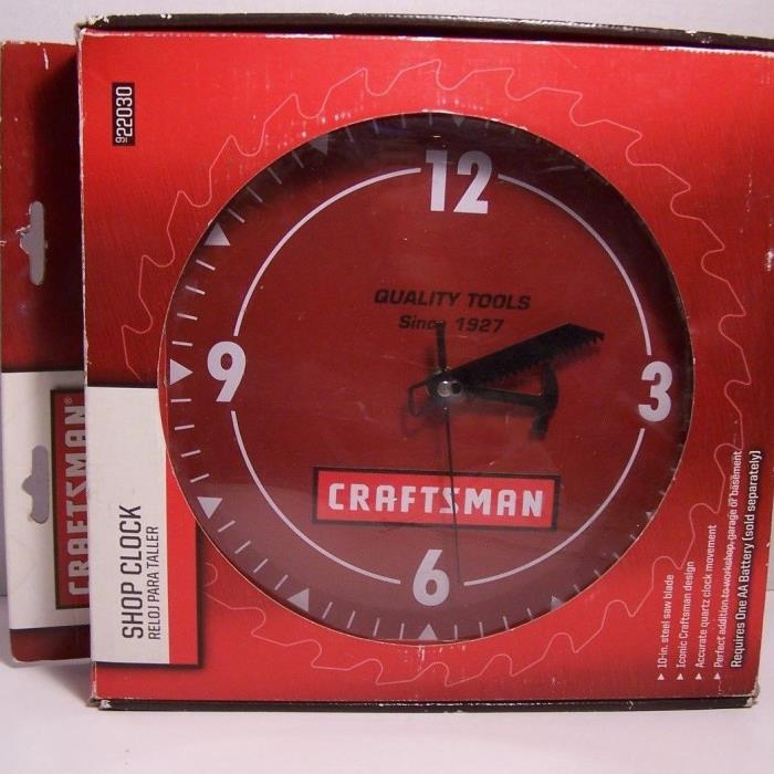 Vtg. Craftsman Sears Roebuck Red Metal SAW BLADE Shop Clock NIB