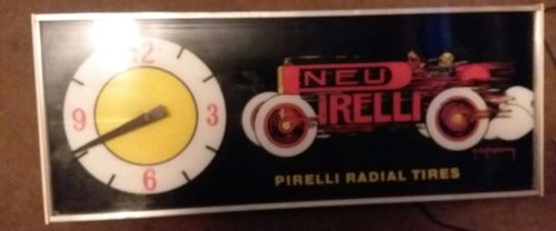 Vintage Pirelli Light Up Dealership Clock Sign