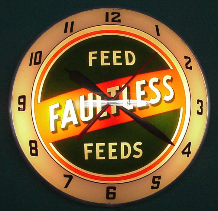 Rare Vintage Original Double Bubble FAULTLESS FEEDS Advertising Clock