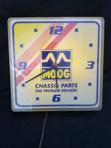 Original Moog Auto Lighted Advertising Clock 16