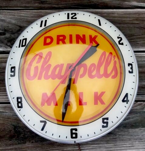 VINTAGE ORIGINAL MILK 1950's Kentucky CHAPPELLS DAIRY DOUBLE BUBBLE CLOCK