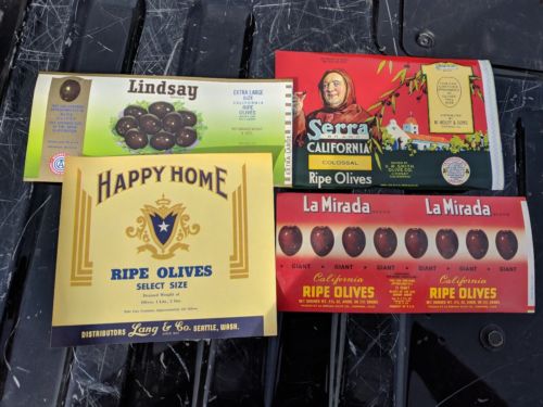 New Old Stock Olive Can Labels Vtg