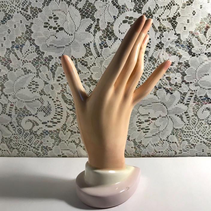 Vintage Mannequin Hand Store Display Ring Holder Teardrop Base