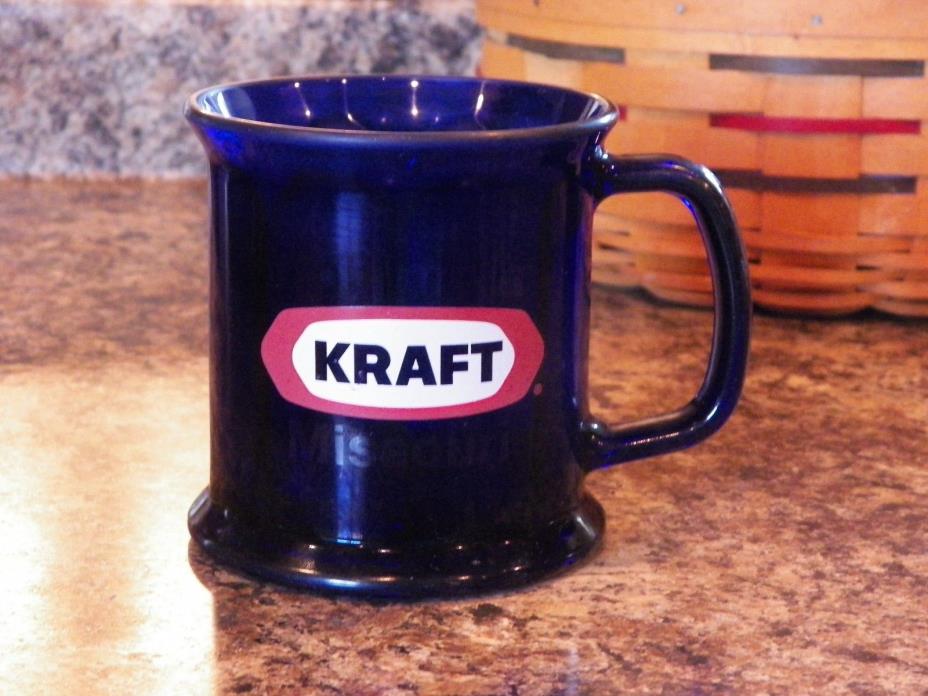 Kraft Foods Coffee Mug Cobalt Blue Made in USA ~ UNUSUAL DESIGN INSIDE