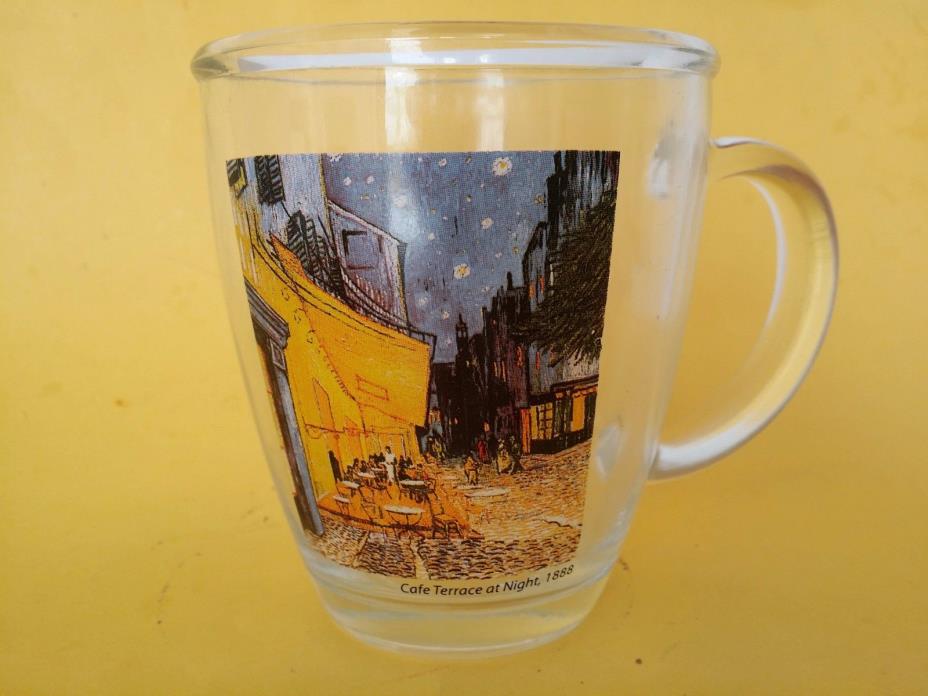 VINTAGE PARKA GLASS COFFEE MUG VINCENT VAN GOGH CAFE TERRACE AT NIGHT 1888