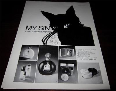 1965 LAVINE AD MY SIN A MOST PROVACATIVE PERFUME BLACK CAT 8