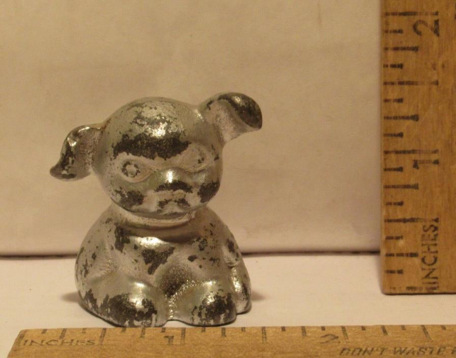 BUCKI CARBONS RIBBONS - Puppy Paperweight - Cast Iron with Silver tone paint