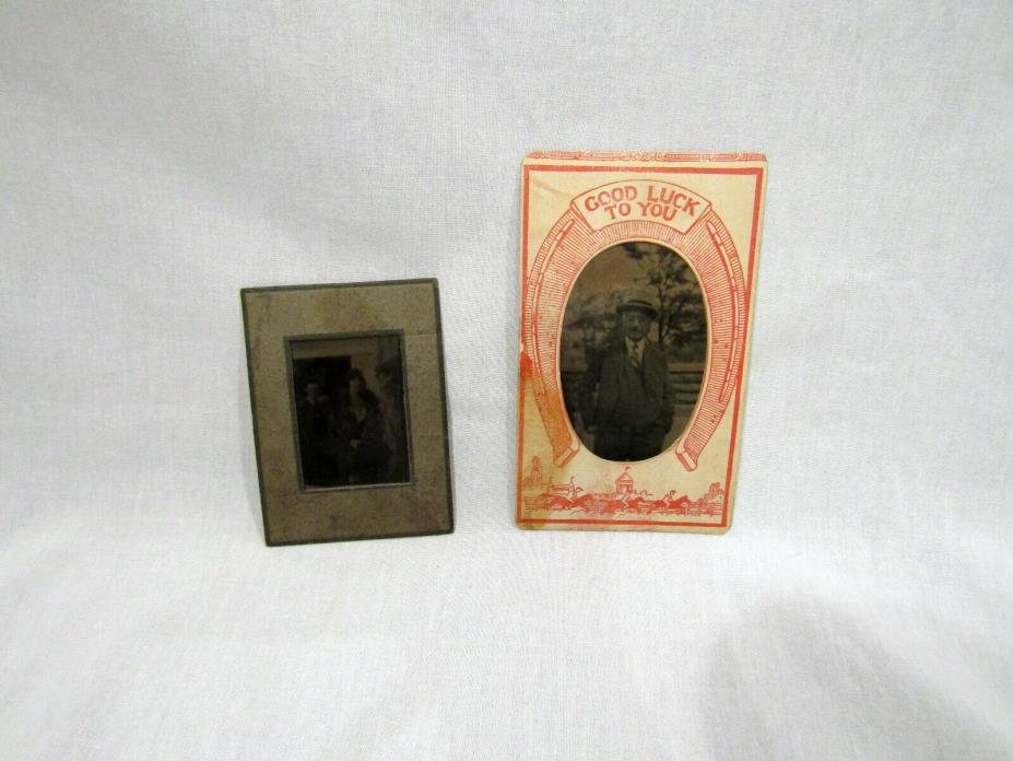 2 Vintage Photo's With Paper Frames.