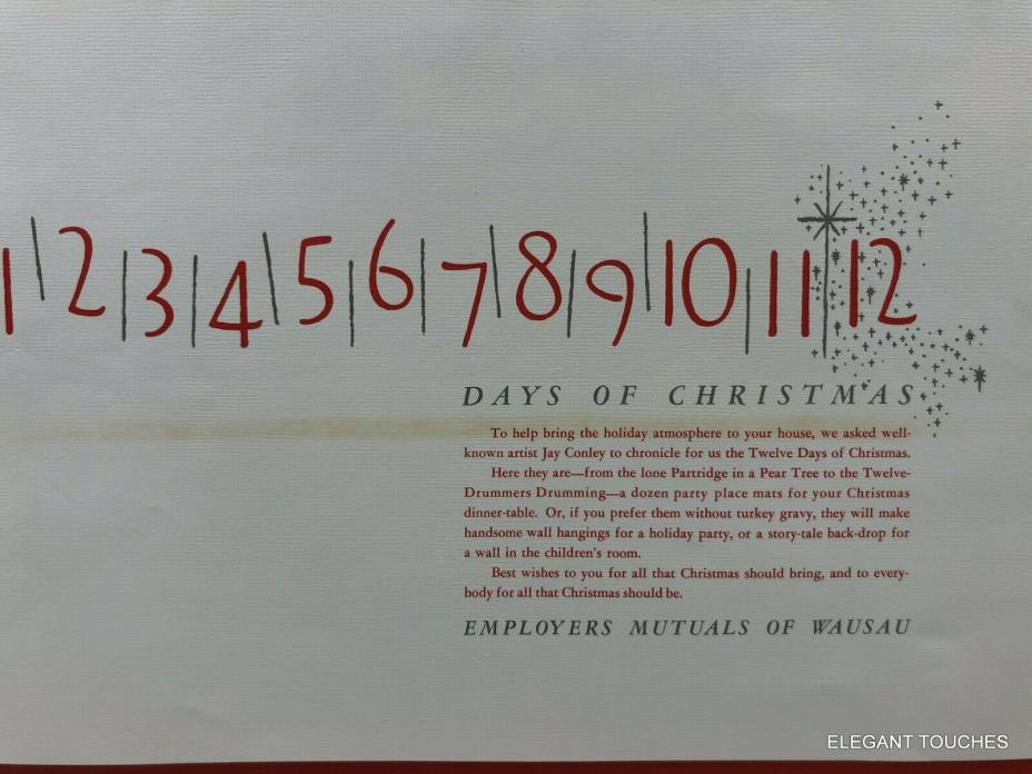 Employers Mutual Wasau '80s Insurance Holiday ART Advertising 12 Days Christmas