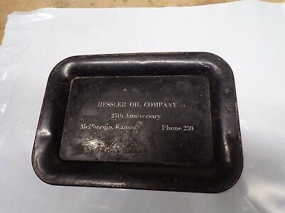 Old Advertising Metal Tray McPherson Kansas Hessler Oil Co.  25th Anniversary