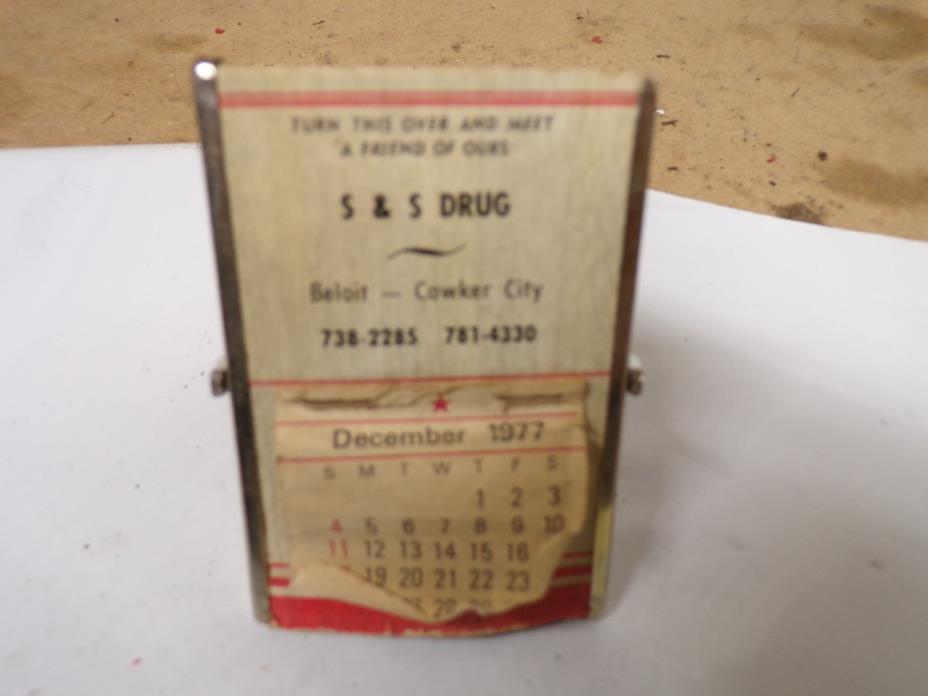 1977 Desk Calendar Mirror S & S Drug Beloit Cawker City Kansas