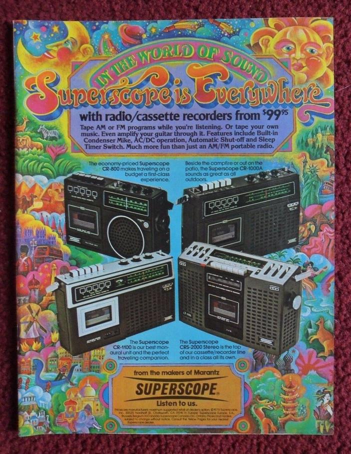 1974 Print Ad SUPERSCOPE Radio Cassette Recorders by Marantz ~ World of Sound