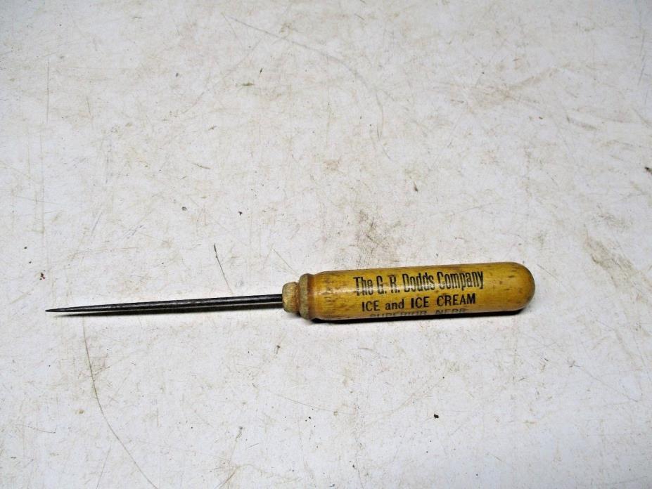 Old Wood Handle Ice Pick Dodd's Ice Cream Superior Nebraska  & Mankato Kansas