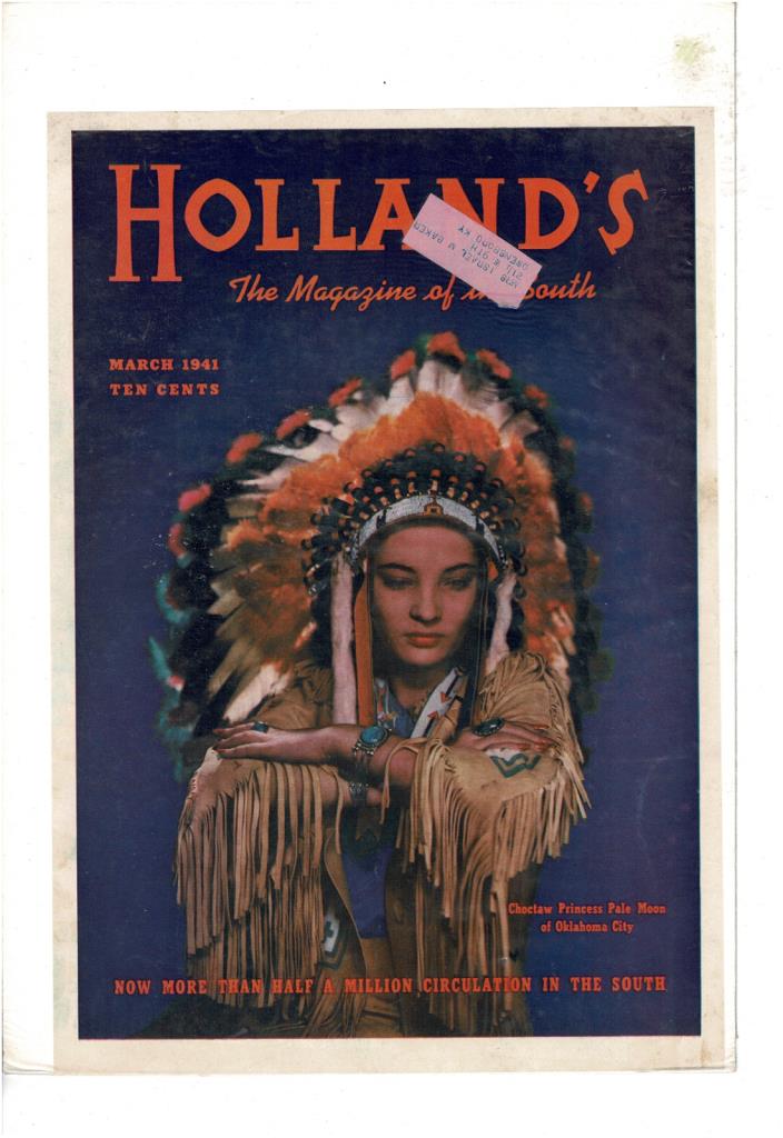 1941 Holland's Magazine Cover Native Choctaw Princess Pale Moon Ad Print #D868