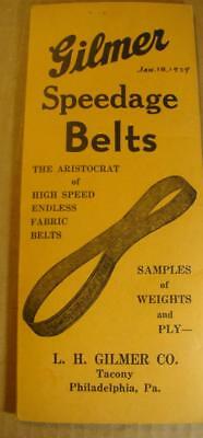 Antique 1939 Gilmer Speedage Belts Advertising Sample Card Philadelphia PA