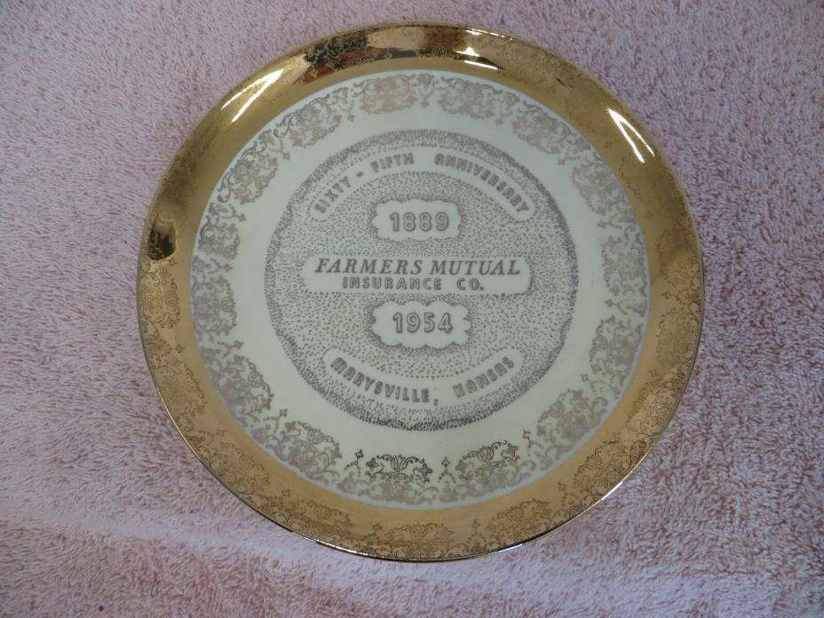Vintage Advertising Plate - Farmers Mutual Insurance - Marysville, KS - 1889-54