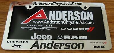 Dealer Advertising Placard And License Plate Frame Mint Chrysler Jeep Dodge Ram
