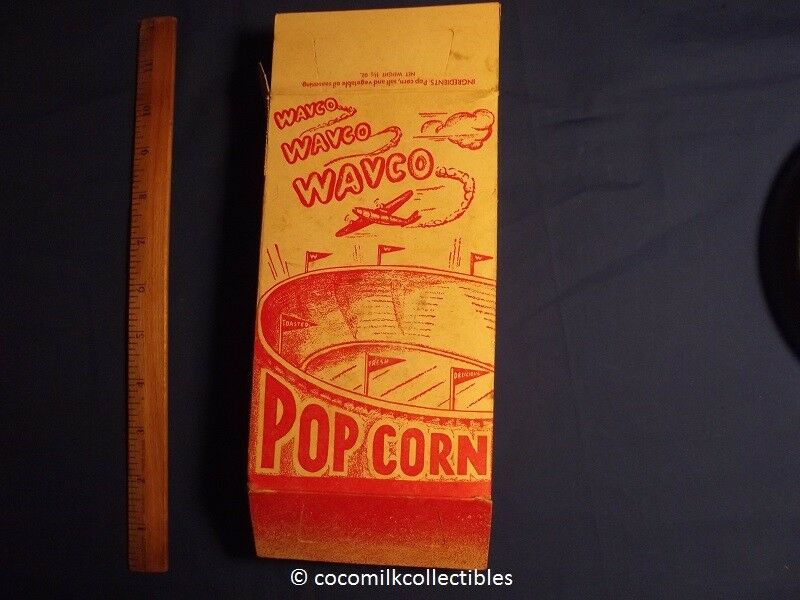 1950 Empty Popcorn Box Wavco Airplane Flying over Football Stadium Buffalo NY