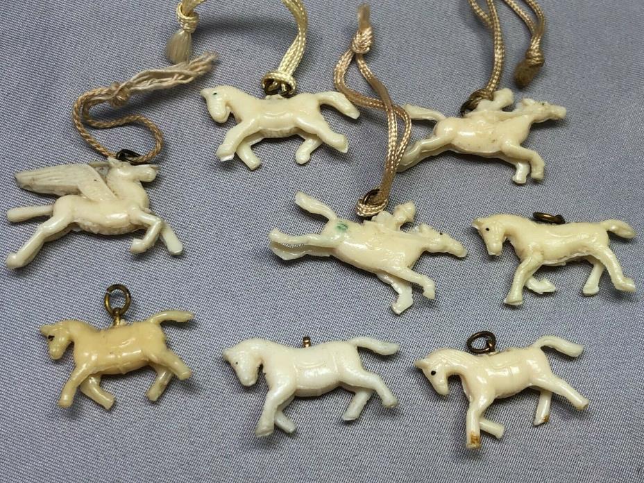 8 1940's HORSE Pegasus CRACKER JACK CHARM Toy Prize Premium Vintage Lot